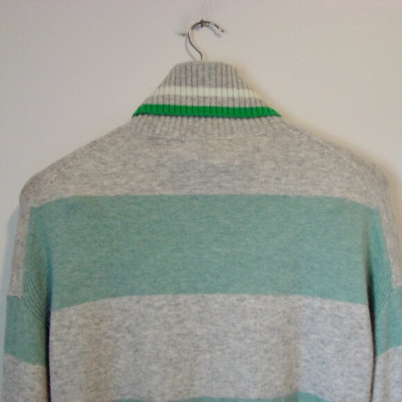 J. Crew Sweater Wool Alpaca Blend Turtleneck Sweater Gray Green Stripe Size XS - Picture 12 of 15